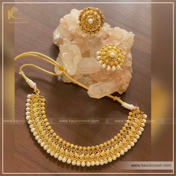 Hena Traditional Antique Gold Plated Choker Set , kaurz crown , punjabi jewellery , online jewellery store , choker set , gold plated