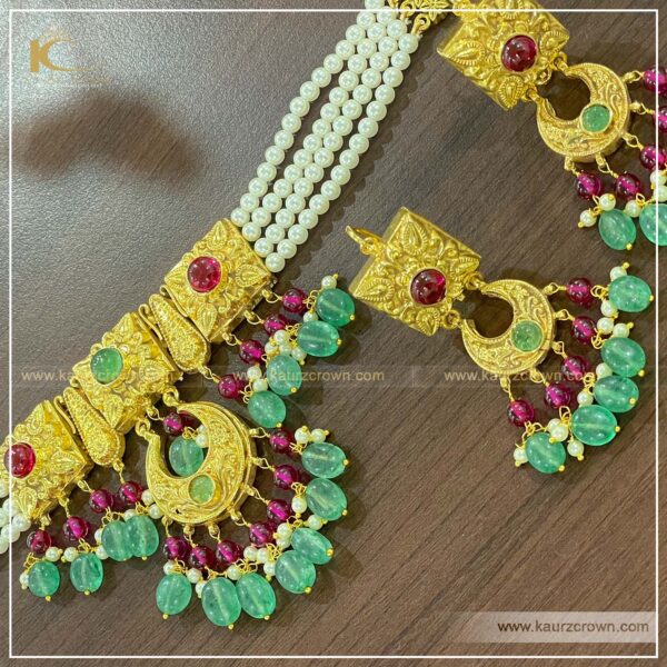 Najreen Traditional Antique Gold Plated Choker Set , kaurz crown , punjabi jewellery , gold plated , tikka , earrings , choker set , najreen choker set