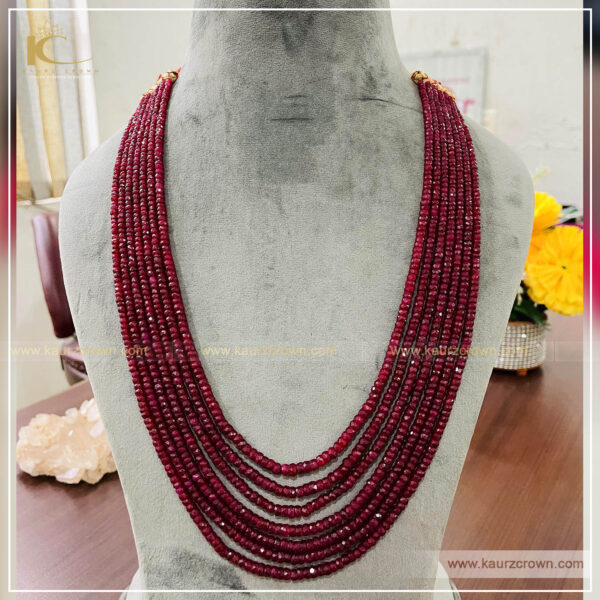 Nawabi Red 7 Layered Mala with Gold Polished Stud Earrings , kaurz crown , punjabi jewellery , nawabi mala , gold plated earrings , earrings , online jewellery store , jewellery store