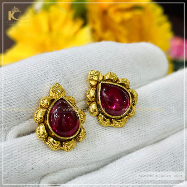 Ganpati Jewellery Golden And Red Red Stone Earring at Rs 220/pair in Jaipur