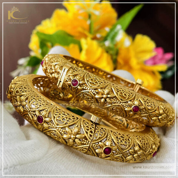 Nimrat Traditional Antique Gold Plated Bangles , kaurz crown , online jewellery store , jewellery shop , Nimrat bangles