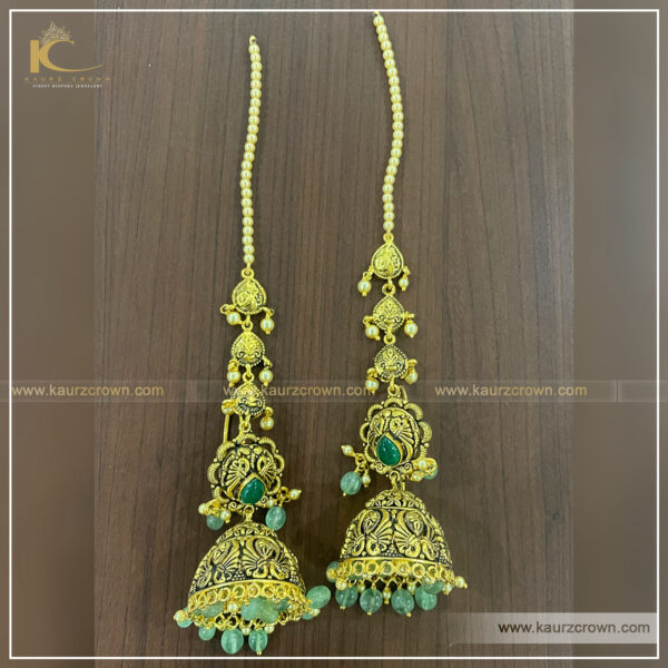 Shahnoor Traditional Antique Gold Plated Jhumki Earrings, kaurz crown , punjabi jewellery , gold plated , jhumki , earring , shahnoor