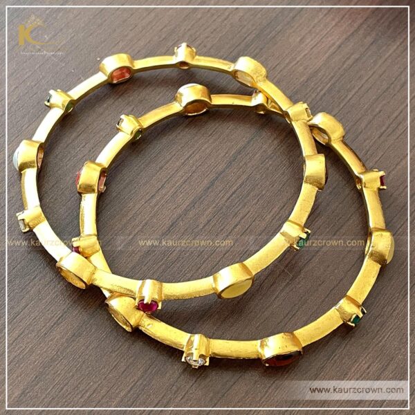 Tazmeen Traditional Gold Plated Bangles , kaurz crown , punjabi jewellery , online jewellery store , gold plated