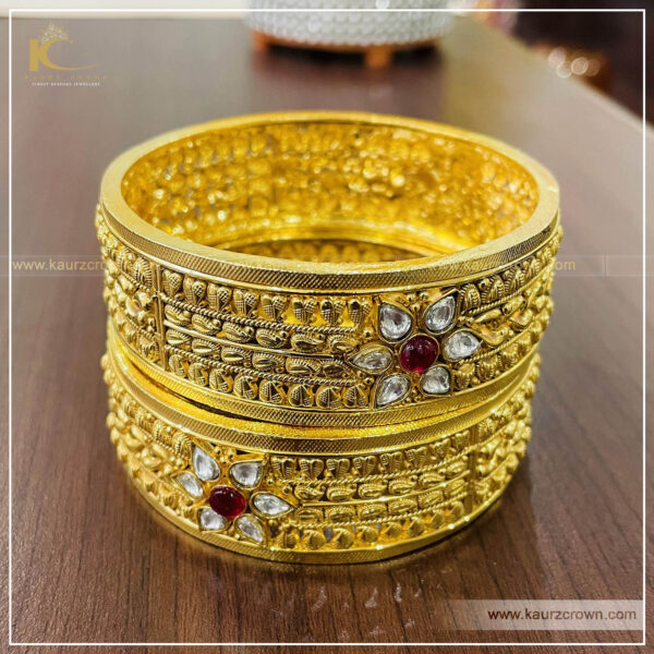 Afza Traditional Antique Gold Plated Bangles , Kaurz crown , punjabi jewellery , online jewellery sote , afza , gold plated bangles