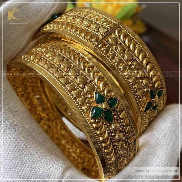 Gazal Traditional Antique Gold Plated Bangles , kaurz crown , online jewellery store , traditional bangles , gazal bangles , gold plated bangles