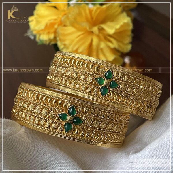 Gazal Traditional Antique Gold Plated Bangles , kaurz crown , online jewellery store , traditional bangles , gazal bangles , gold plated bangles