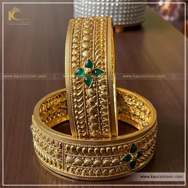 Gazal Traditional Antique Gold Plated Bangles , kaurz crown , online jewellery store , traditional bangles , gazal bangles , gold plated bangles