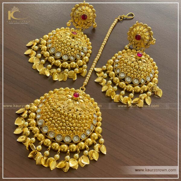 Kaashni Traditional Antique Polish Tikka , kaurz crown jewellery store , online jewellery store , traditional Tikka , kaashni Tikka