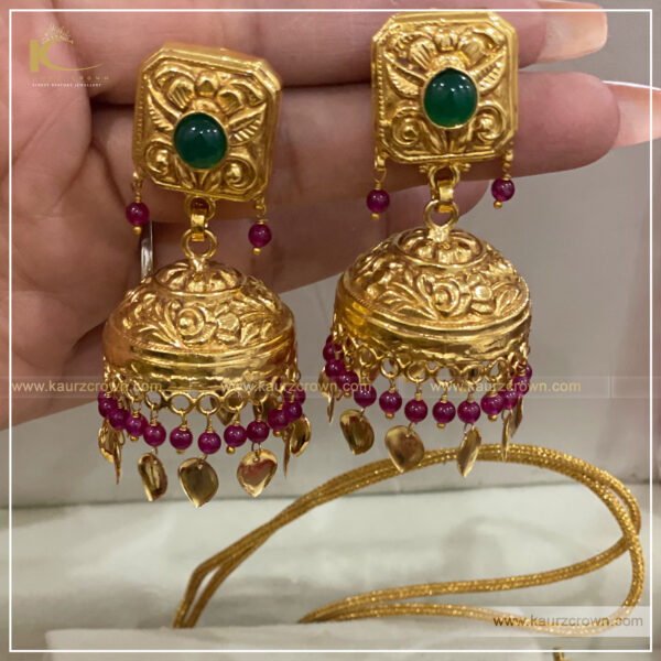 Maham Traditional Antique Gold Plated Choker Set , kaurz crown , maham choker set , kaurz crown jewellery , traditional gold plated , online jewellery store