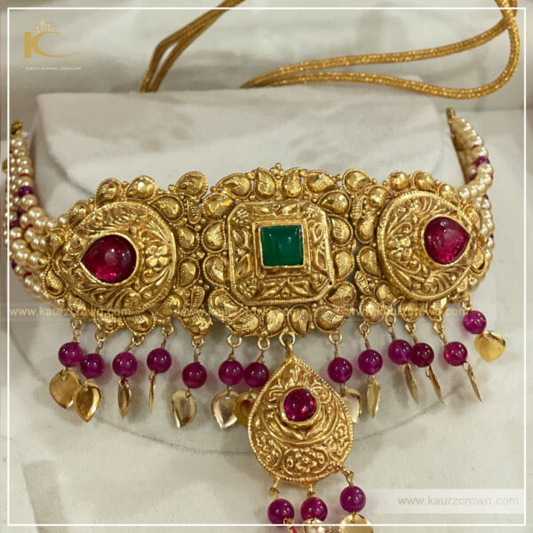 Maham Traditional Antique Gold Plated Choker Set , kaurz crown , maham choker set , kaurz crown jewellery , traditional gold plated , online jewellery store