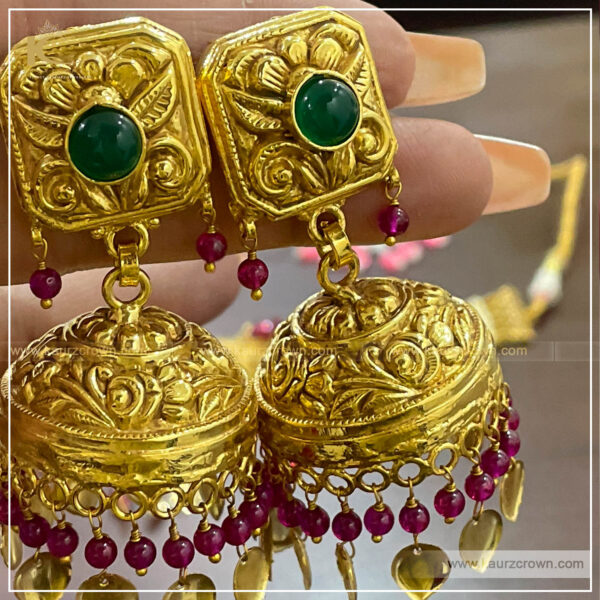 Maham Traditional Antique Gold Plated Choker Set , kaurz crown , maham choker set , kaurz crown jewellery , traditional gold plated , online jewellery store