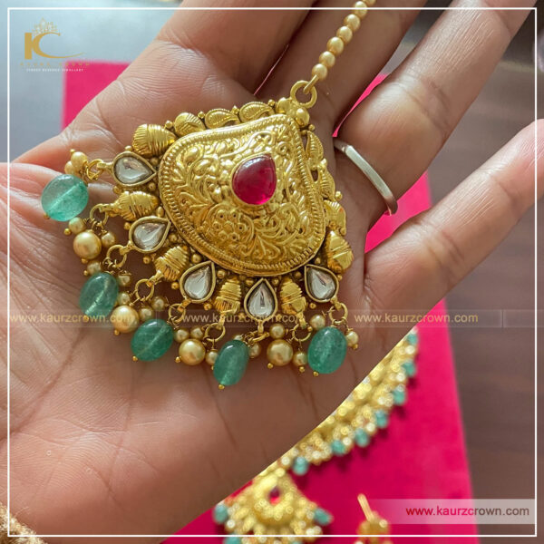 Mehkasha Traditional Antique Gold Plated Tikka , kaurz crown ,punjabi jewellery , online jewellery store , traditional jewellery store , gold plated tikka