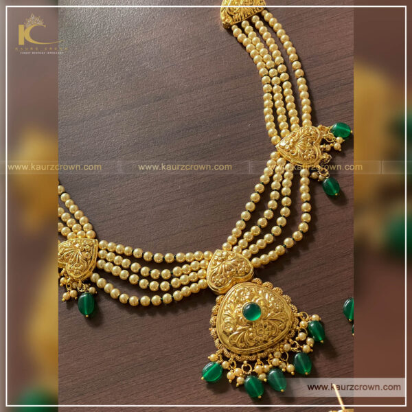 Shanaya Traditional Antique Gold Plated Necklace Set , kaurz crown , punjabi jewellery , online jewellery store , necklace set , gold plated