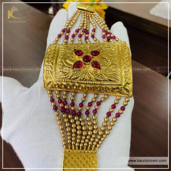 Yashal Traditional Antique Gold Plated Baahi (Bracelet) , kaurz crown , punjabi jewellery , online jewellery store , yashal , gold platd , baahi , bracelet , gold plated baahi