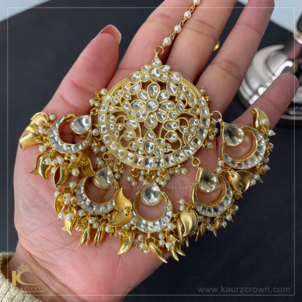 Khoobsurat Traditional Antique Gold Plated Earrings Tikka Set ,kaurz crown jewellery , khoobsurat tikka , online jewellery store , traditional tikka set, earrings tikka set