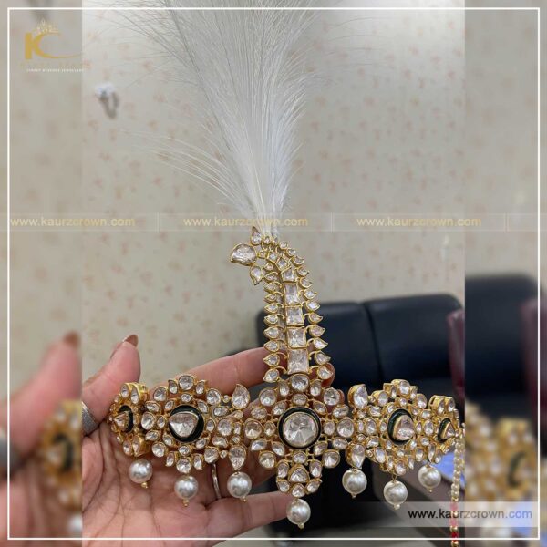 Sultan Kalgi (Turban Brooch) White , Pink kalgi , kaurz crown punjabi jewellery , online jewellery store , punjabi kalgi