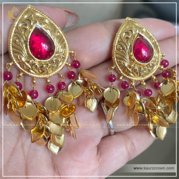 Hania Traditional Antique Gold Plated Earrings , kaurz crown jewellery , hania traditional antique , punjabi jewellery , gold plated , earrings