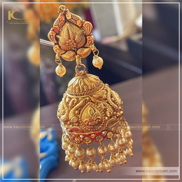 Nawla Traditional Antique Gold Plated Choker Set , kaurz crown jewellery , online store , punjabi jewellery , gold plated choker set , nawla choker set